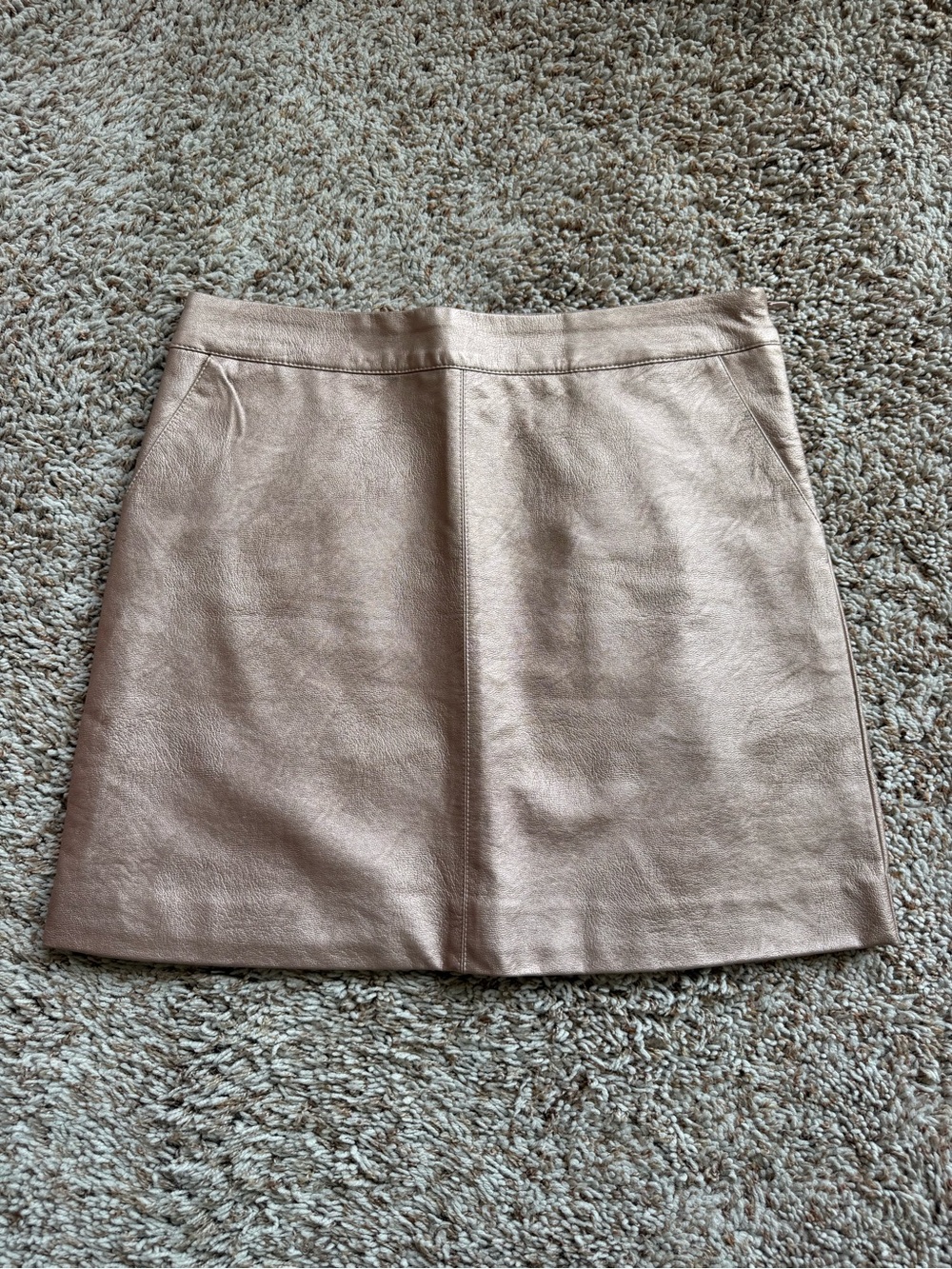 Shinestar Metallic Rose Gold Mini Leather Skirt